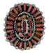 Southwest Red Oyster Shell Needlepoint Ring Size 4-3/4 EX43716